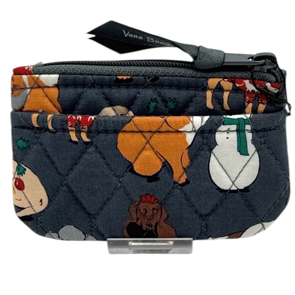 Vera Bradley Holiday Dogs Coin Purse Zip Pouch Wallet ID Case